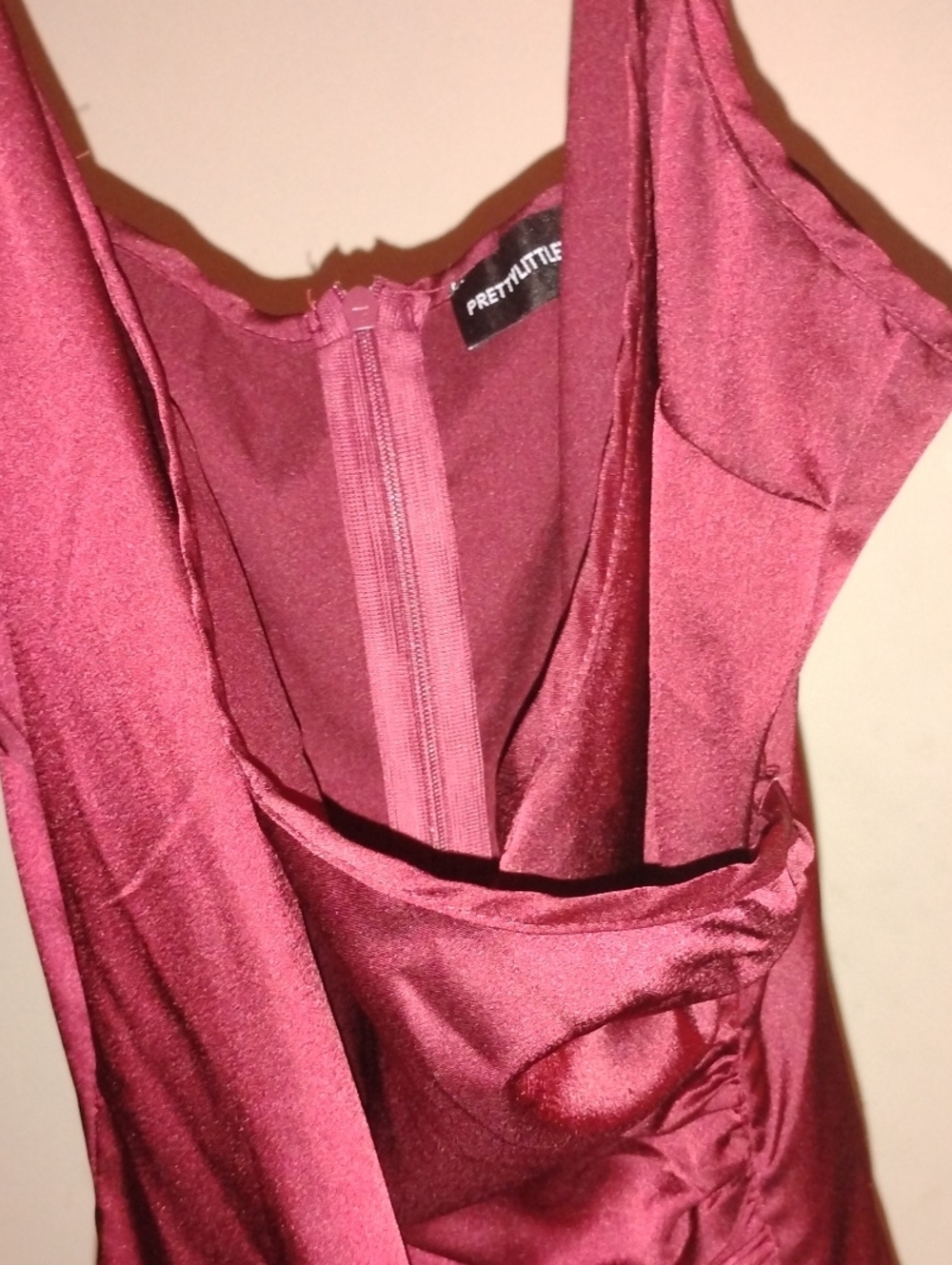 PrettyLittleThing Wine Satin Cocktail Dress